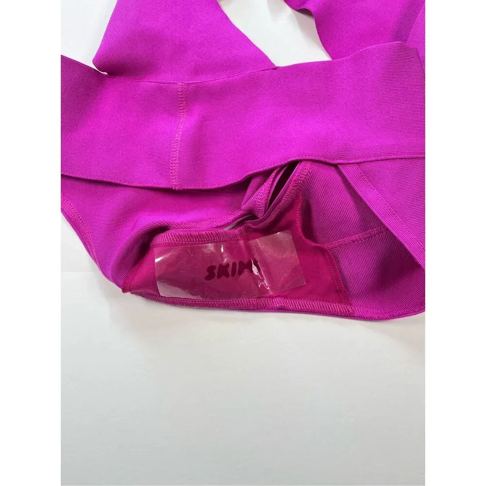 SKIMS Knit Swim Monokini Cutout One Piece Swimsuit Purple Sexy Plus Size 3X NWT